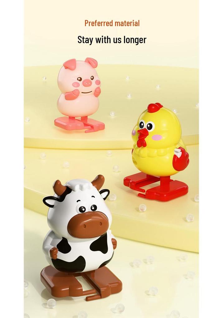 Bouncing Treasure: Cute Beast Burger Wind-up Chick & Pig Hopping Toy