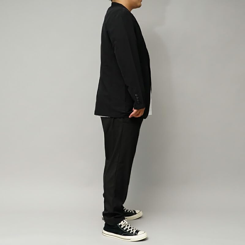 Tailored Jacket Large Size 5L 4L 3L 2L Casual Suit Specialty Comfortable Iwasho 3L Black [Samdiff] Men's [Stretch Material] (01)