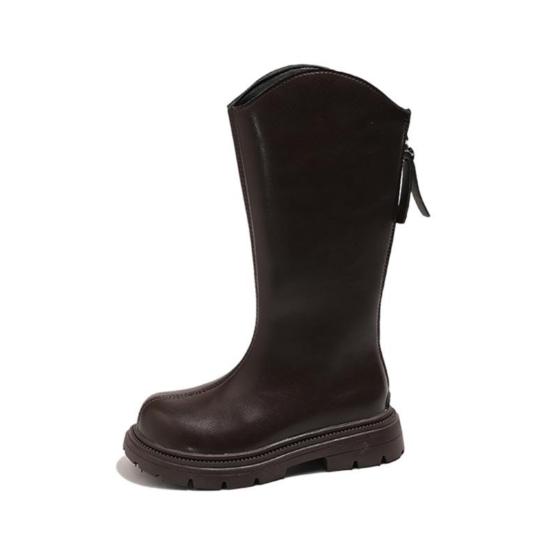 Girls two cotton boots winter 2025 new children's high boots velvet girls Martin boots medium and older children's long boots