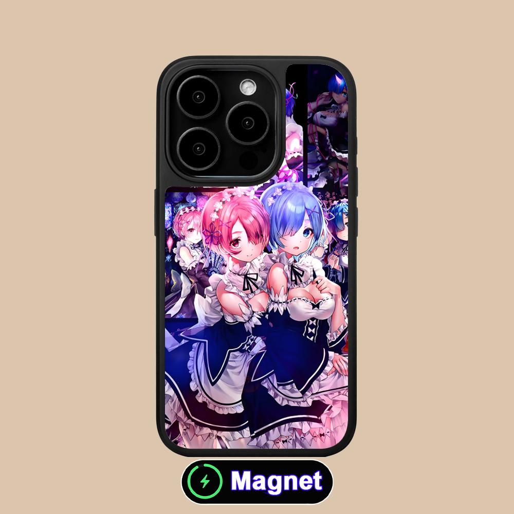 ReZero Rem Ram Matte Surface Magsafe Mobile Phone Case for iPhone 17 16 15 14 13 12 11 Air Pro Max Plus Colorful Cover