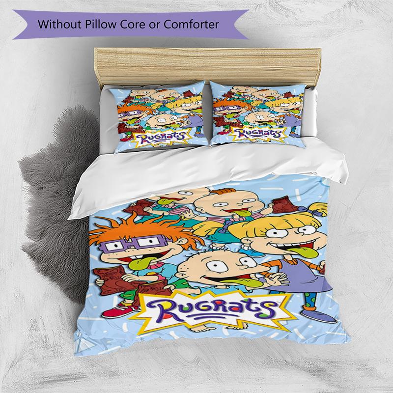 3pcs Rugrats In Paris2 Design Cover Set - HD Printed Bedding with 1 Cover and 2 Pillowcases - Perfect for Home and Dorm Decor