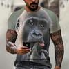 Summer New Men's T-shirt 3D Print Fun Gorilla Fashion Trend Street Comfortable Casual Top Round Neck Plus Size Short Sleeve