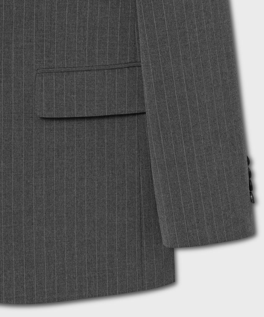 Nonblank Striped Semi-Overfit Blazer_Dark Grey