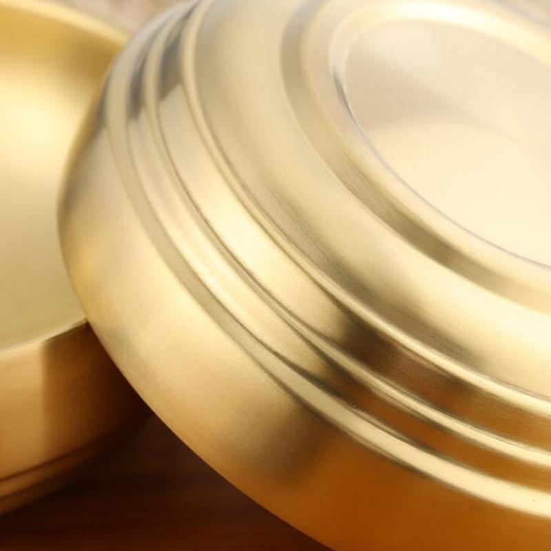Stainless Steel Double Layer Noodle Bowl Gold Silver Salad Soup Heat Insulation Stainless Steel Noodle Bowl Large Gold Bowl