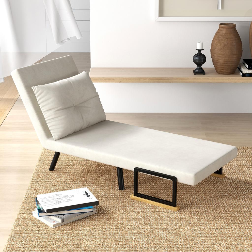Relaxation chair in Scandi design, reclining chair, reading chair. Incl. cushion with button tufting, cream white