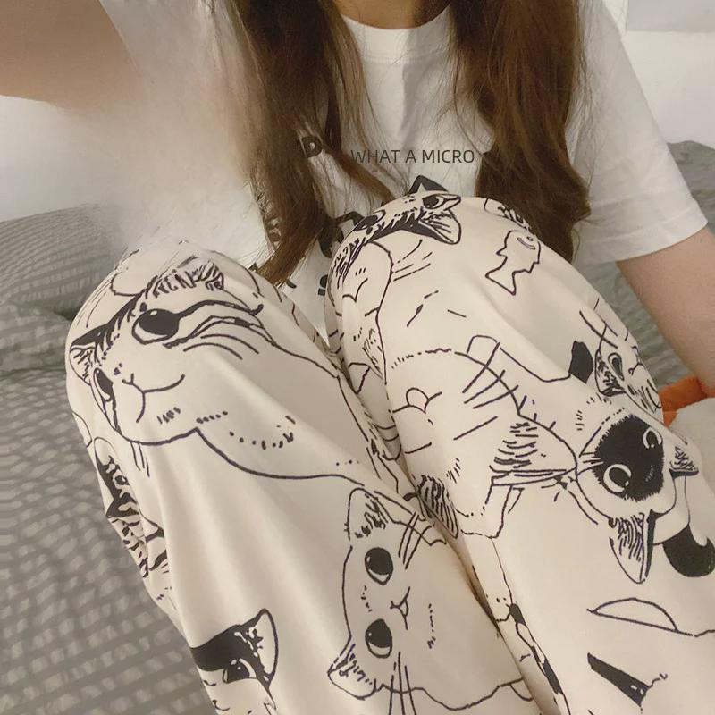 Women's Thin Fleece Pajamas & Plaid Pants - Warm, Straight-Leg, Casual & Outdoor Wear for Autumn/Winter