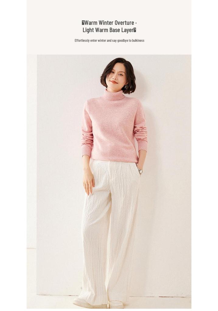 2025 Fall/Winter Cashmere High-Neck Seven-Stitch Thick Slimming Long-Sleeve Knit Base Layer Sweater