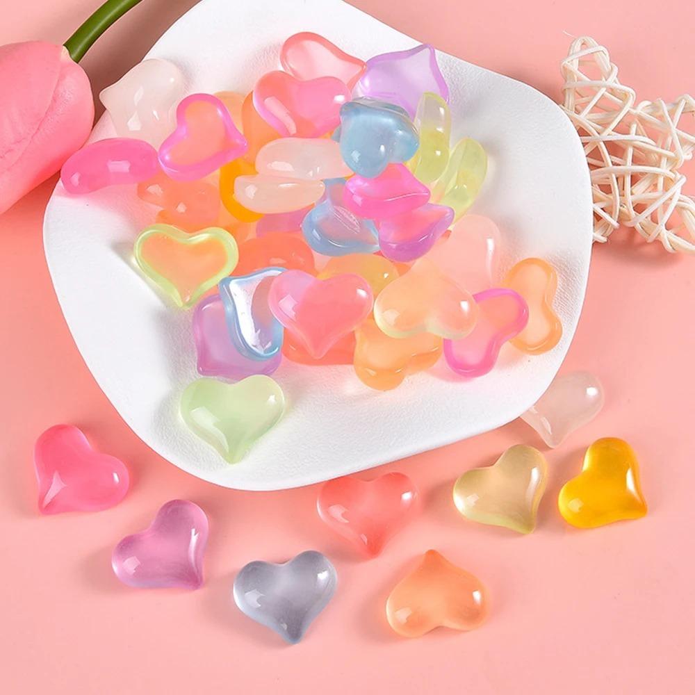 

50 шт. фосфоресцирующие светящиеся сердечки из смолы, поделки, маленькая модель любви, домашний декор розовый