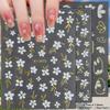 3 To 18 Sheets 3D White Daisy Nail Stickers Gold Line Flower Leaf Decals Self Adhesive Spring Nail Art
