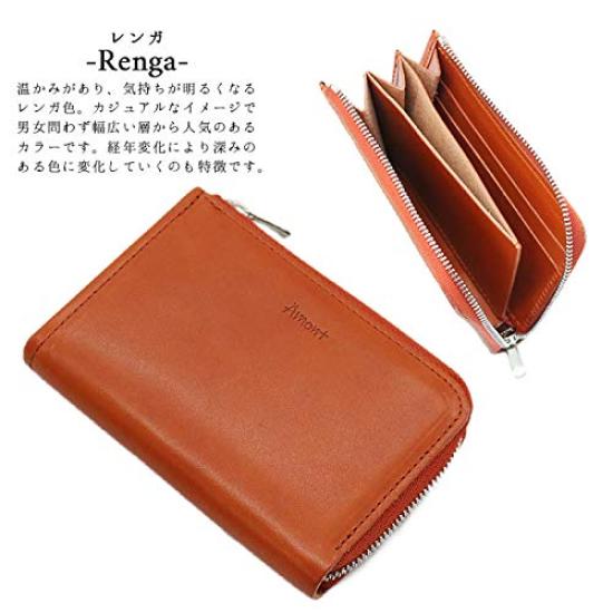 Ämont Bifold Wallet with Round Zipper, Made with Premium Tochigi Leather, Unisex [Made In Japan] Leather Bifold Wallet, Mini Wallet, Bifold Leather,