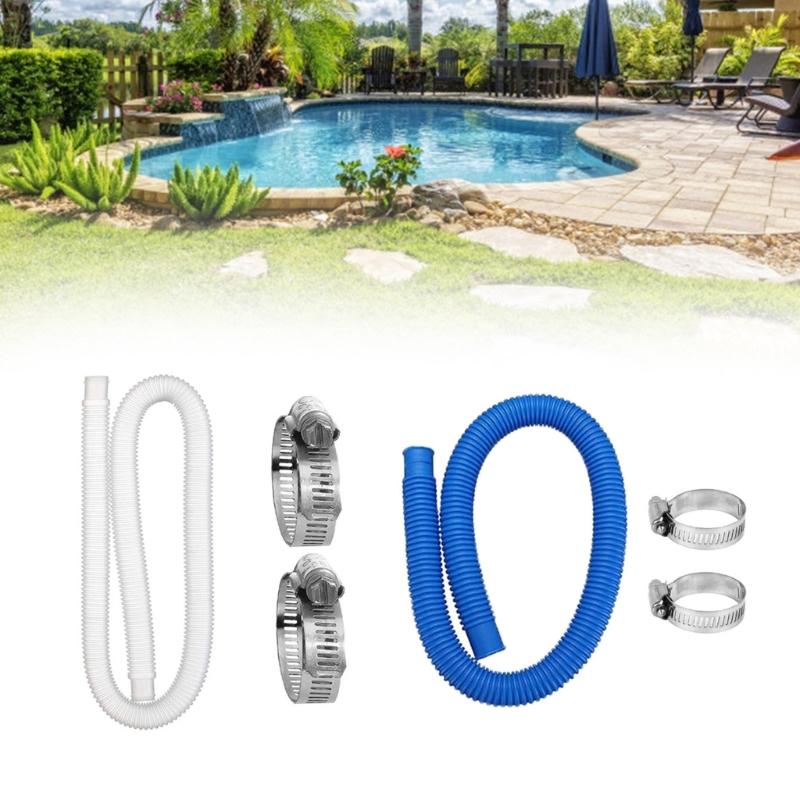Swimming Pool Hose with Clamps Pump Hose Tubes Replacement 1-1/4In Hose for Pumps 150cm Tube for Above Ground Pool