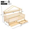 Children's bed in wood color, house bed with drawers, solid wood with slatted frame, pine, youth room, 90x200, natural [OLD SKU:3226890AAW]