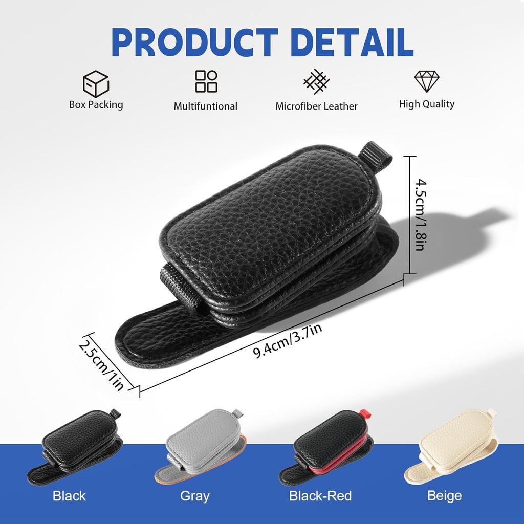 JUSTTOP 2Pack Sunglasses Holders For Car,Magnetic Leather Buckle Sun Visor Sunglass Clip,Ticket Card Clip Sunglasses Mount,Car Interior Accessories