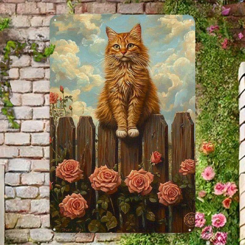 Vintage Style Metal Tin Sign Cute Cats Dogs for Cafe Interior