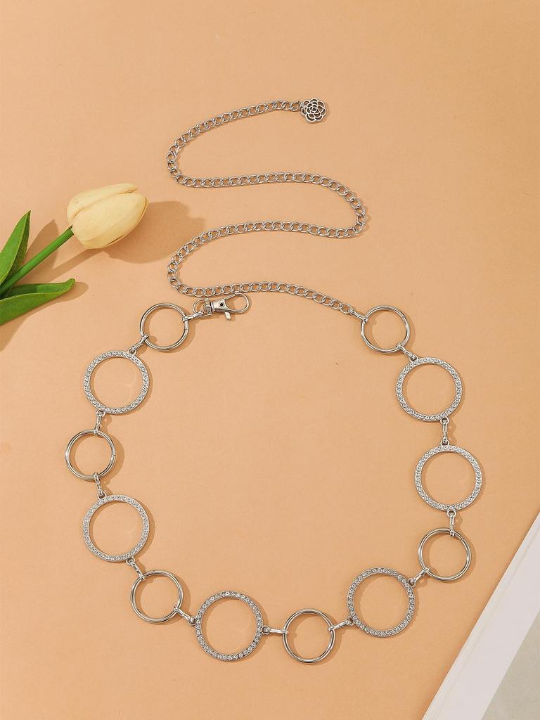 European & American Versatile Waist Chain Dress with High-end Metal Rings - Elegant Ladies' Accessory