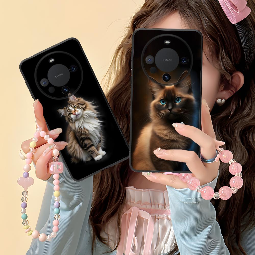 Kitten Cute Cat Kawaii Phone Case for Huawei Mate 60 50 40 30 20 10 Pro Plus Lite E 5G Black Luxury Cellphones Pretty