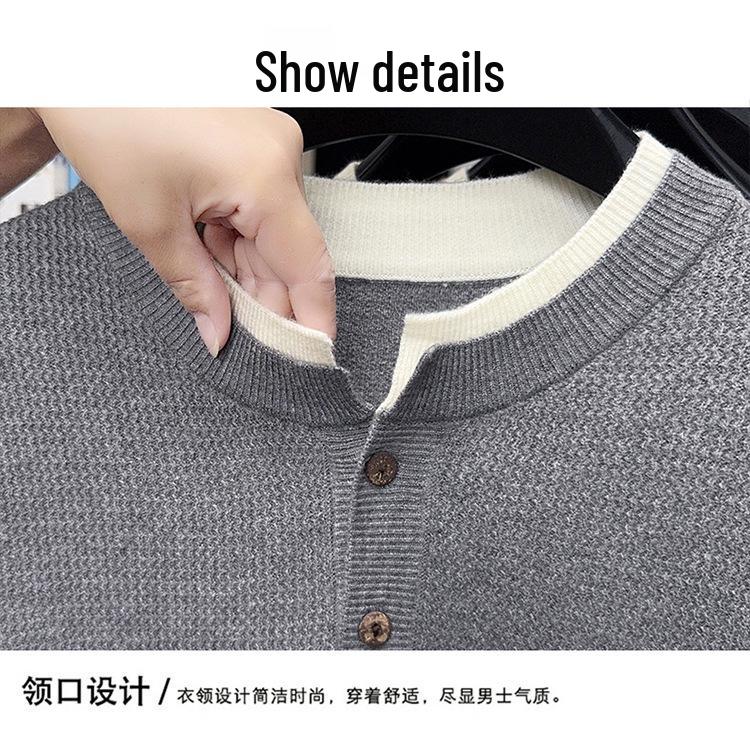 Men's Casual Solid Color Knitwear - Cross-border Autumn/Winter Versatile Base Layer