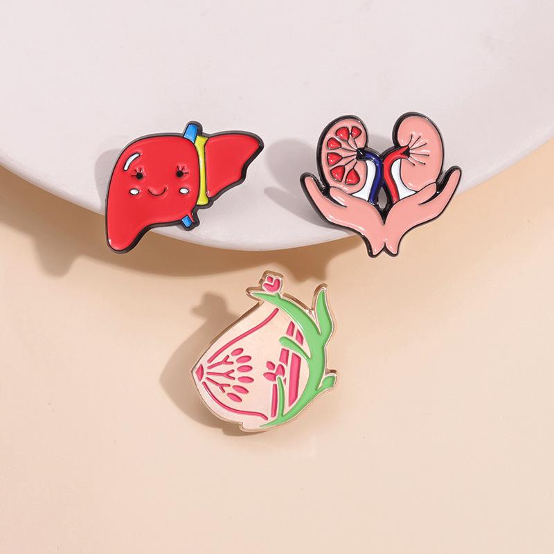 Alloy Brooch Decorative With Creative Organ Shape Unique Liver Heart And Lung Design For Every Enthusiast Fashion
