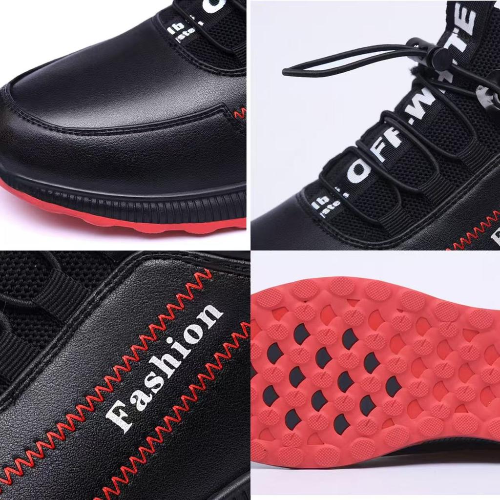 New Fashion Leather Shoes for Men Classic Elastic Band Casual Shoes Black Comfortbale Sneakers Men Flats Shoes Tenis Para Hombre