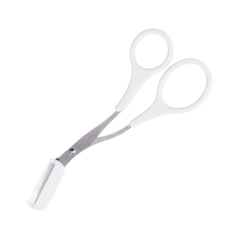 Stainless Steel Eyebrow Trimmer and Comb Set - Titanium Beauty Scissors and Makeup Tool