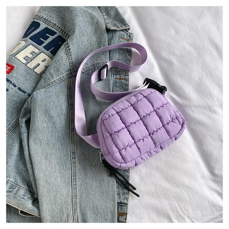 

Fashion Bubble Nylon Down Jacket Light 2024 New Style Simple Fashionable Waist Pocket Travel Pleated Bag 21x16x6 фіолетовий