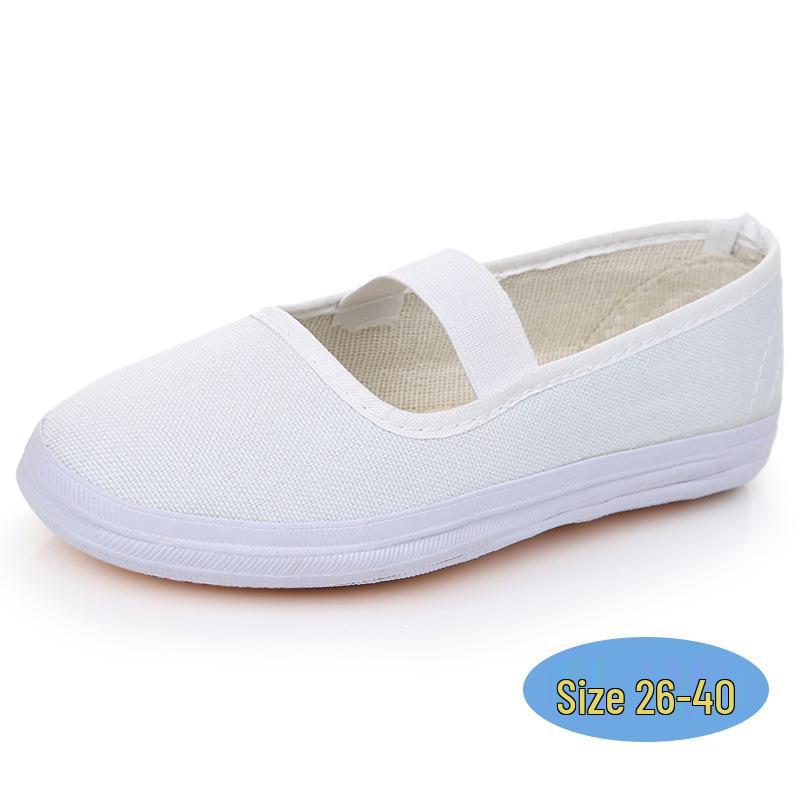

Unisex White Dance and Performance Sneakers, Sizes 26-45, Non-Slip Soft Sole for Adults and Kids 37