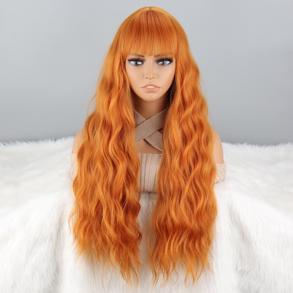 LISI HAIR Женский длинный светлый волнистый парик с челкой для женщин Синтетическое волокно Светло-русый длинный парик Повседневная одежда и вечеринка 17M
