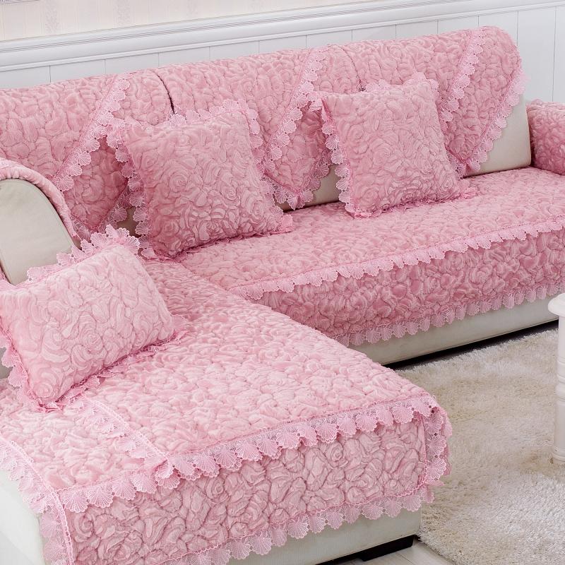 Winter sofa cushion, simple modern sofa cover, flannel European fabric non-slip cushion, plush padded sofa towel
