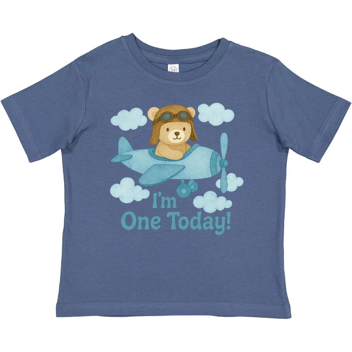 Inktastic 1st Birthday Airplane Teddy Bear I m One Today Baby kids boys T-Shirt Cute Year 130
