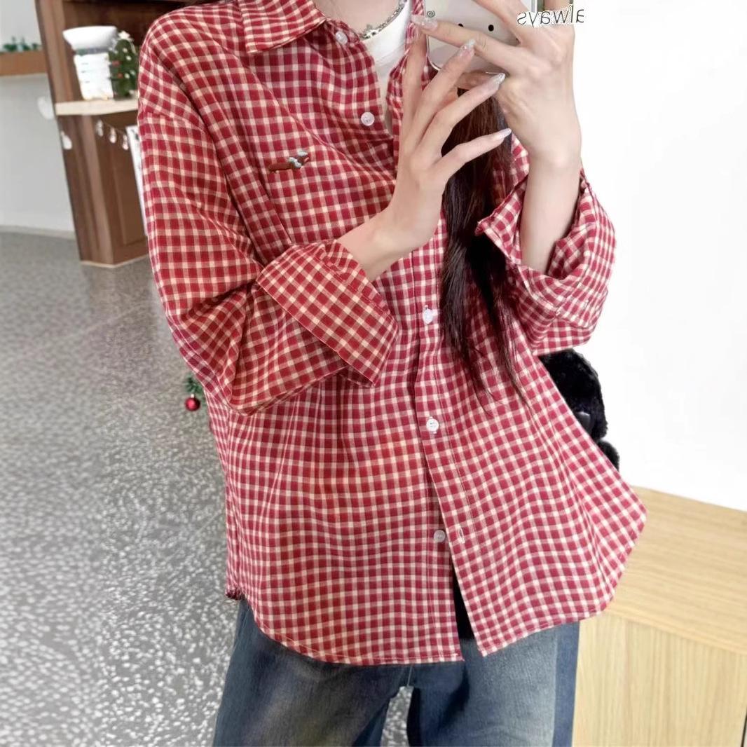 

Red Plaid Women s Workwear Shirt - Spring/Summer 2025 Collection L