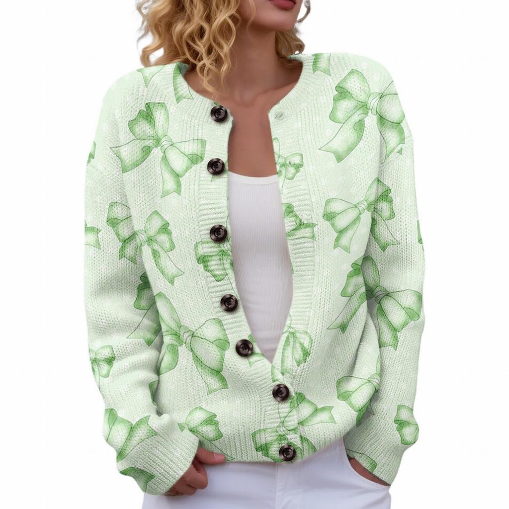 LXK-SPYK01 Sanpa crew neck cardigan new casual knitted sweater European and American jacket