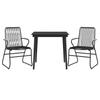 vidaXL 3-tlg. Garten-Essgruppe Schwarz PVC Rattan