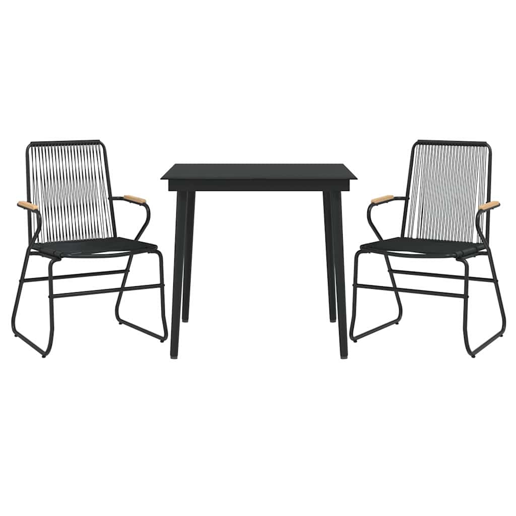 vidaXL 3-tlg. Garten-Essgruppe Schwarz PVC Rattan