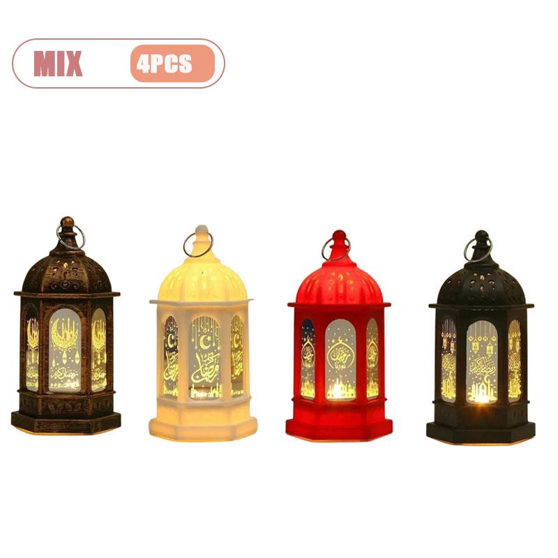 1-10PCS 2026 Ramadan Vintage Castle Lantern Middle Eastern Handheld Light Electronic Candle Decorative Ornament
