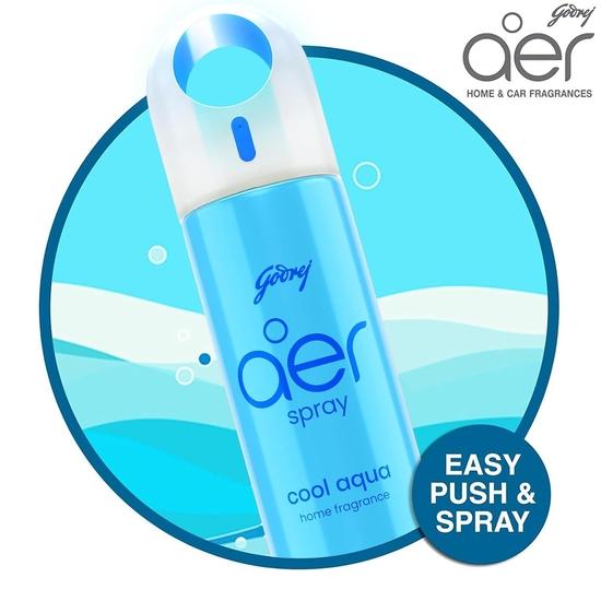 Godrej Aer Spray | Room Freshener for Home & Office - Cool Aqua (220 Ml) | Long-Lasting Fragrance