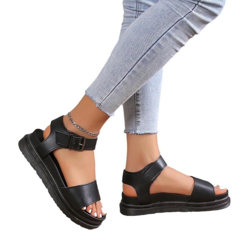New Large-sized Solid-colored Thick-soled Sandals