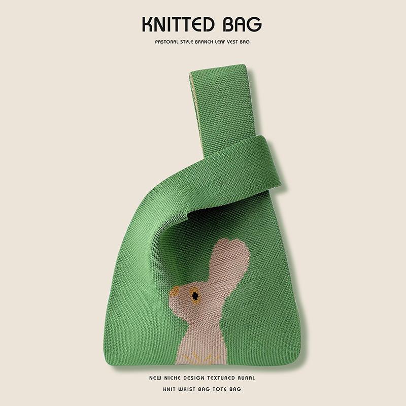 Nyúl kötött válltáska Nagy kapacitású kézitáska kézi ajándéktáskával