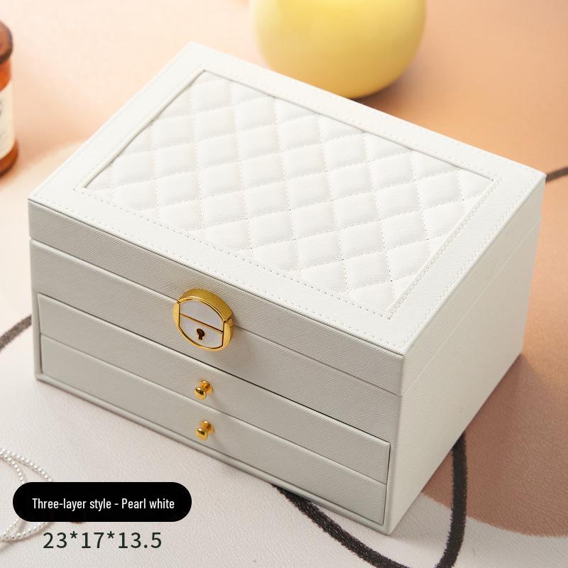 Large Capacity Dustproof Vanity Table Storage Box for Cosmetics and Skincare 23 x 17 x 13.5 cm белый