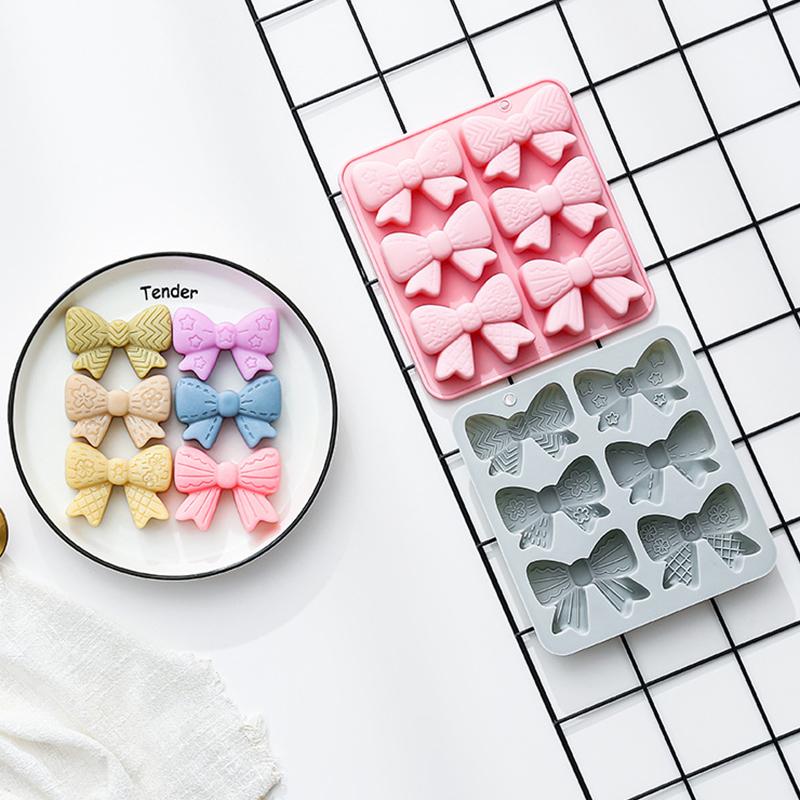 Silikonowa Forma Czekoladowa Kokardka, 6 Komór Mini Kokardki Forma na Cukierki Kokardka Forma na Cake Pop DIY Toppery do Babeczek Dekoracja Ciasta