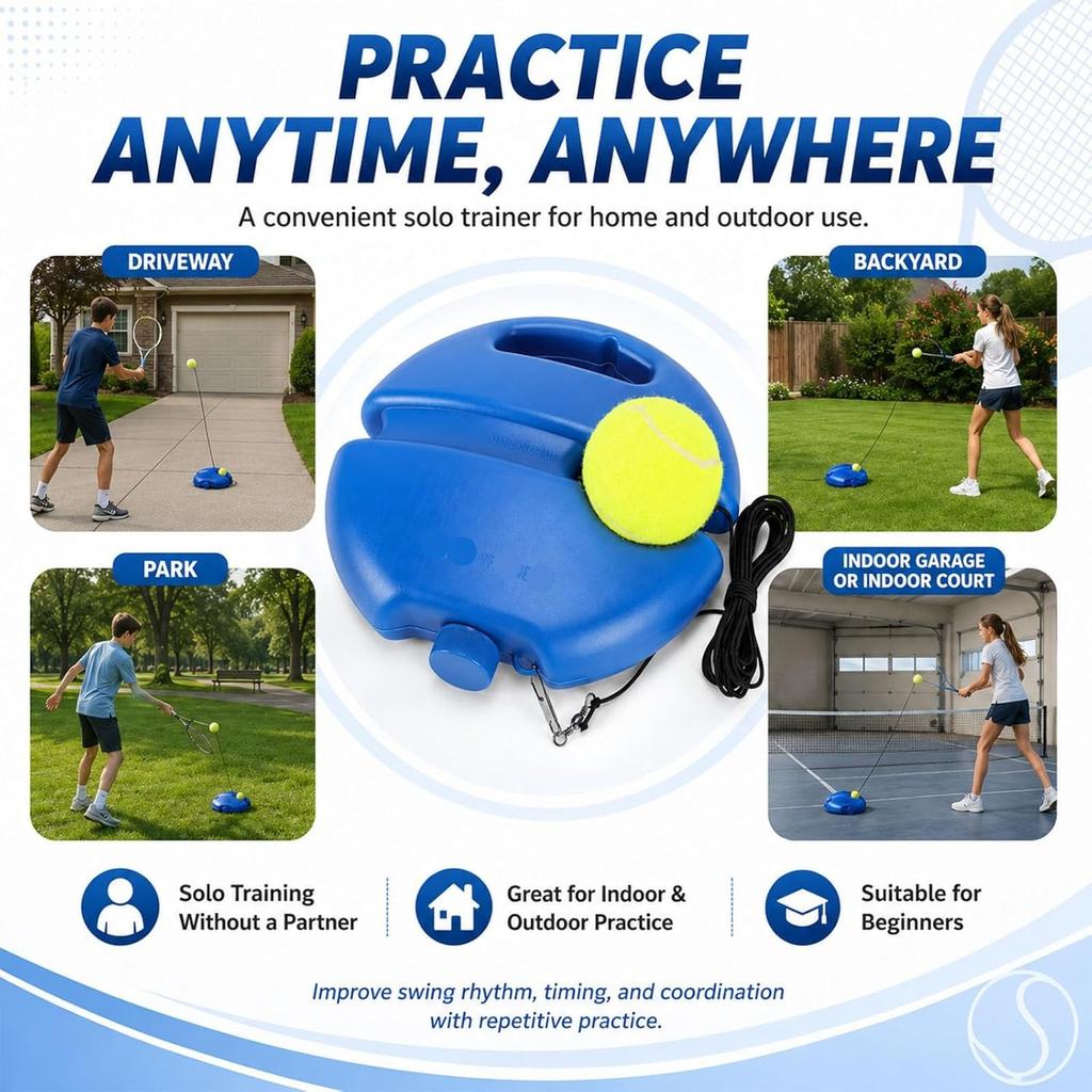 2026 New Tennis Ball Training Baseboard, Tennis Practice Rebounder, Portable Self Training Tool for Beginners,Indoor Outdoor Tennis Return Equipment
