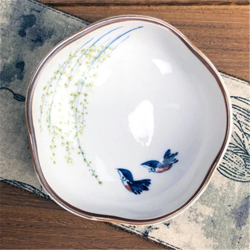 Refreshment Dish Chinese Fruit Dessert Plate Small Dish Jingdezhen Underglaze Color Ceramic Tea Tray Hand Painted Tableware