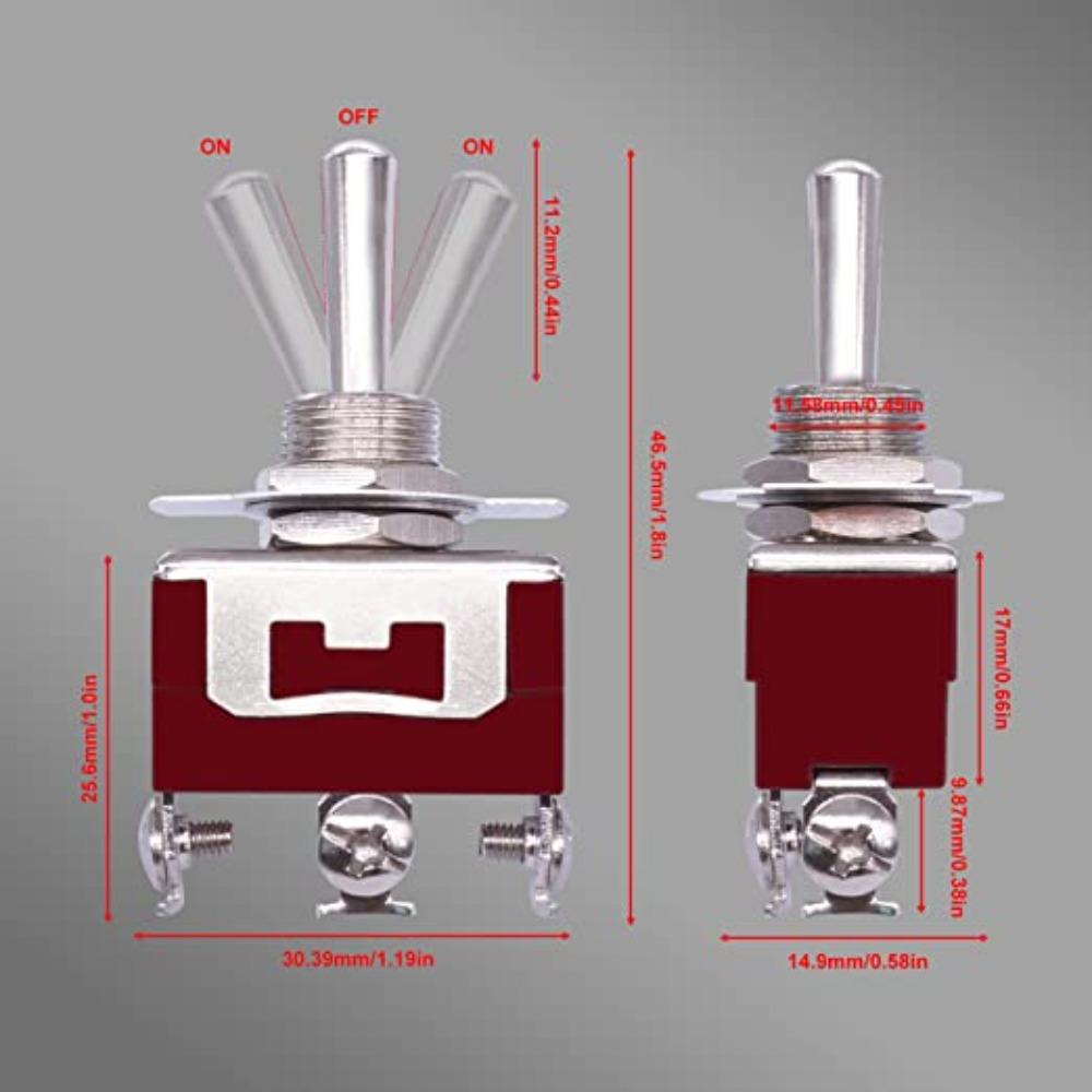 2Pcs 250V Rocker Toggle Switch 15A ON/Off/ON Heavy Duty Rocker Switches Auto