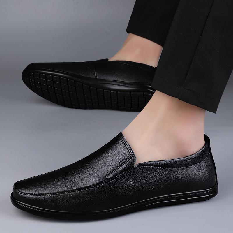 Fashion Wedding Slip On Flats Pointed Toes Shoes Casual Genuine Leather Men's Loafers Versatile Business Footwear Elegantes Dress Shoes