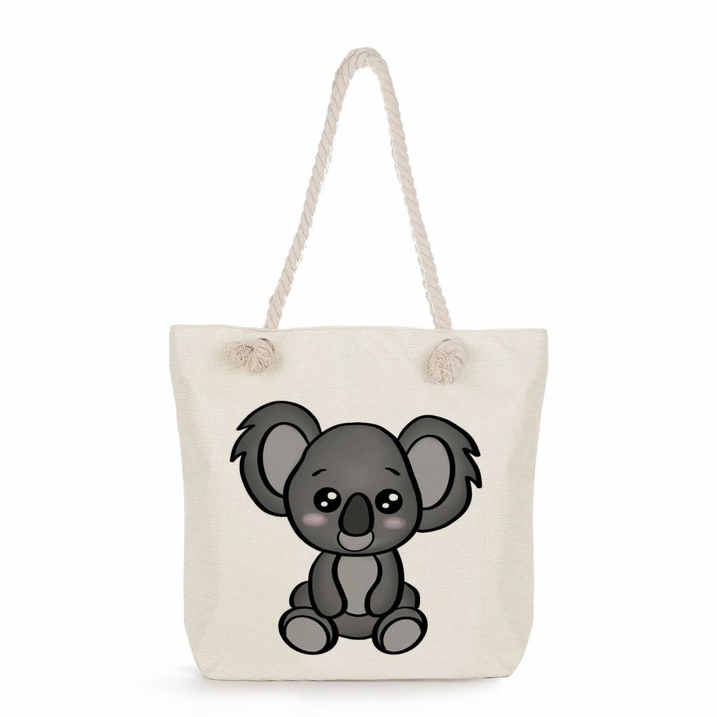Koala print thick rope single-shoulder beach bag 7265