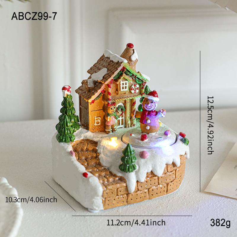Christmas Tree and Santa Revolving Music Box - Plays Tune We Wish You A Merry Christmas Luminous House Ornament Snow House Craft