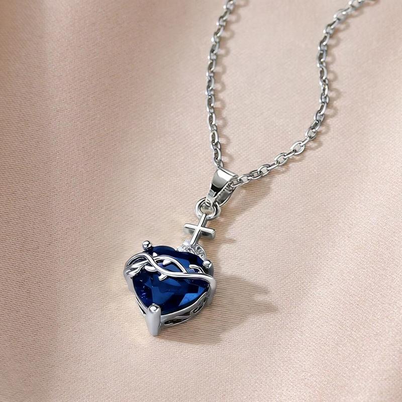 

Huitan Orange Red/Green/Blue Heart Cubic Zirconia Pendant Necklace for Women Luxury Trendy Wedding Accessories Elegant Gift 2026 45cm
