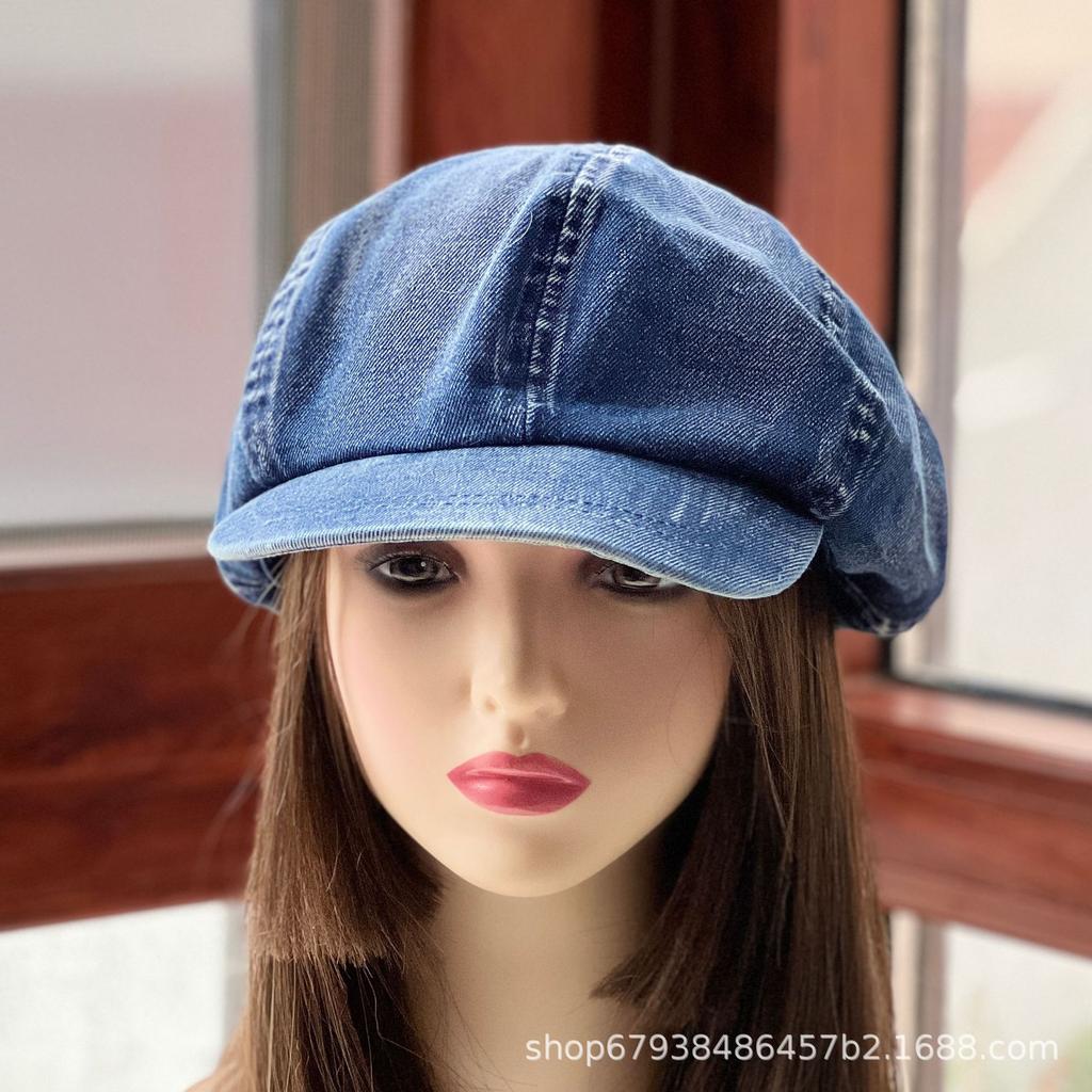 Cloud cowboy beret female spring and autumn big head circumference literary retro painter hat British newsboy hat peaked cap