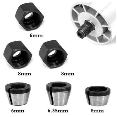 Jeu de mandrins de pince de routeur, 6 pièces, 6/6, 35/8mm, têtes de mandrin de tondeuse, adaptateur de haute précision en acier au carbone