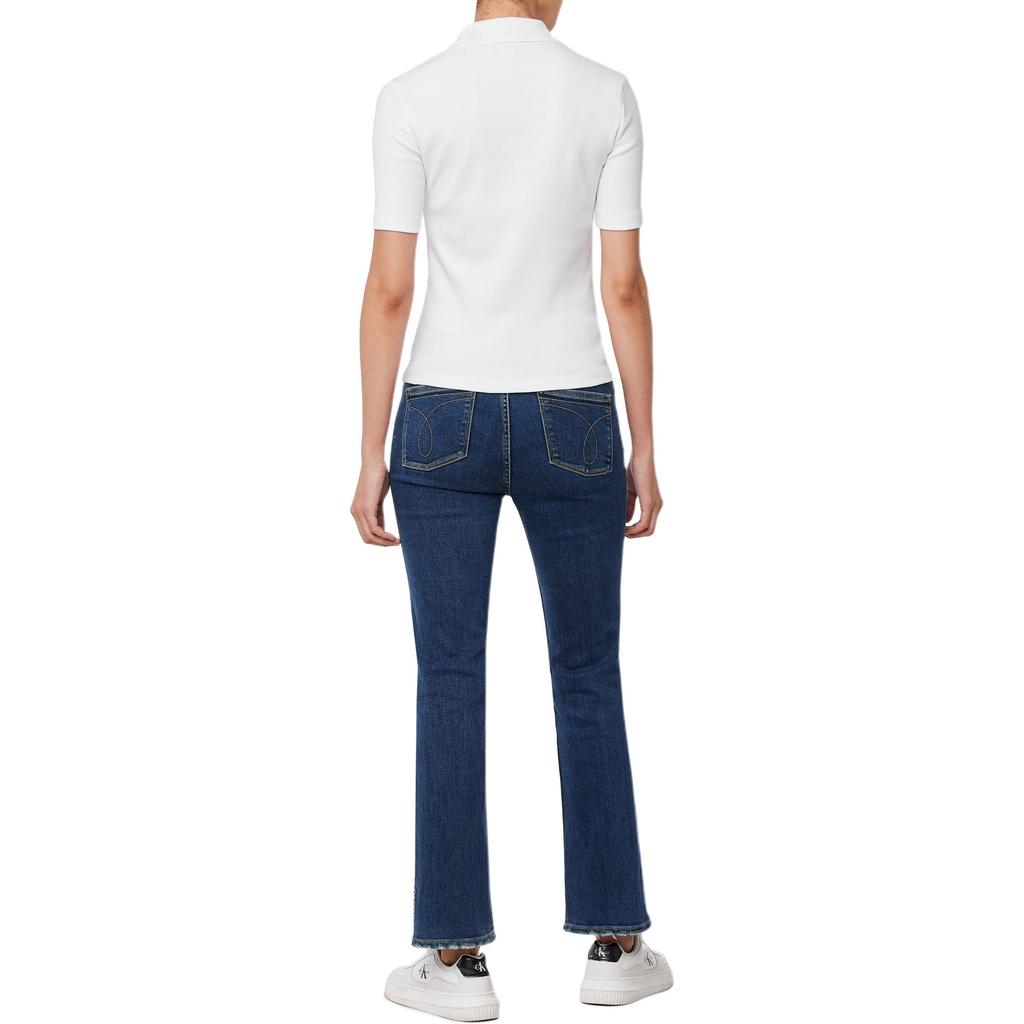 Calvin Klein Logo Embroidered Slim Fit Short Sleeve Polo Shirt Women tops White 47AB205-YAA