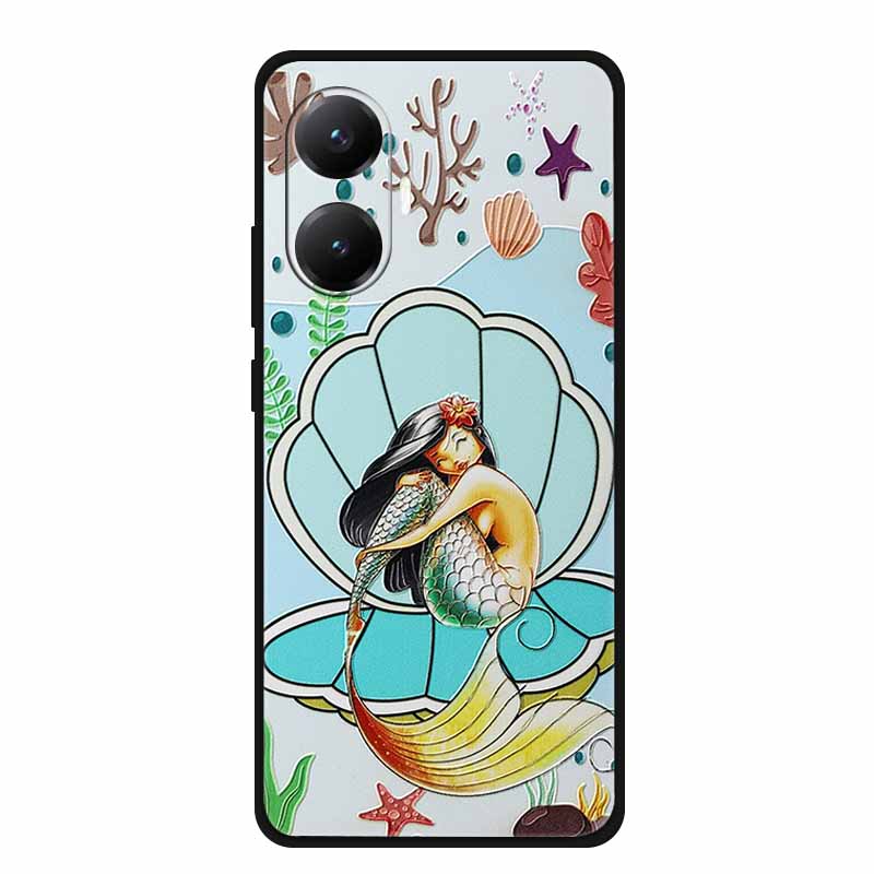 3D Cover For Redmi Turbo 4 Pro 5G Black Bumper Shell Flower Emboss Case Xiaomi POCO F7 Cartoon Flowers Anime Funda Phone Covers